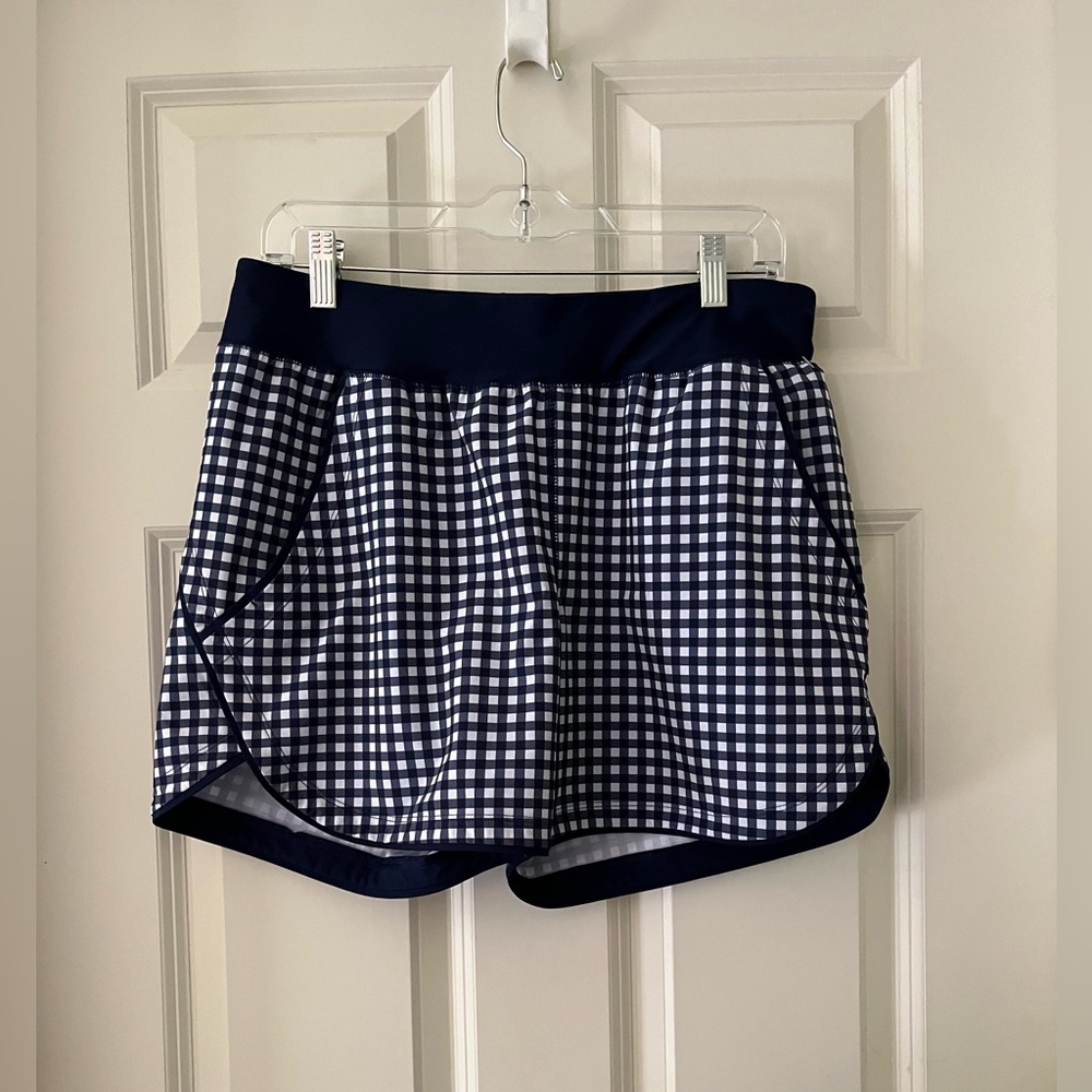 Lands’ End x Draper James Swim Board Shorts Gingham Blue White Beach size 10
